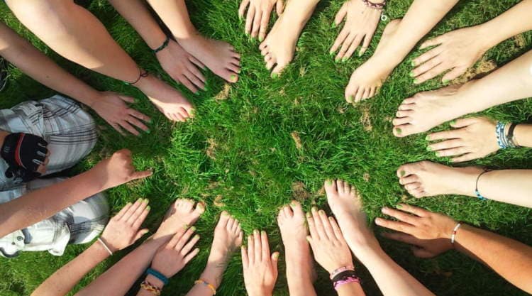 Person Gather Hand and Foot in Center